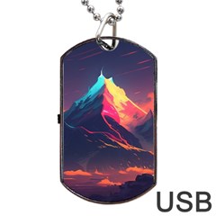 Mountain Sky Color Colorful Night Dog Tag Usb Flash (one Side)