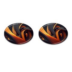 Swirls Abstract Watercolor Colorful Cufflinks (oval)