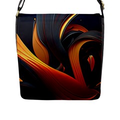 Swirls Abstract Watercolor Colorful Flap Closure Messenger Bag (L)