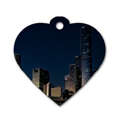 Skyline Brisbane Sunset Downtown Dog Tag Heart (two Sides)