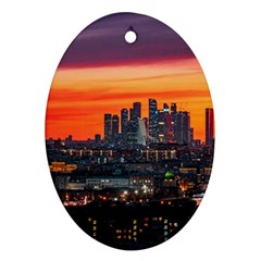 Downtown Skyline Sunset Buildings Ornament (oval)