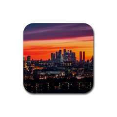 Downtown Skyline Sunset Buildings Rubber Coaster (square)