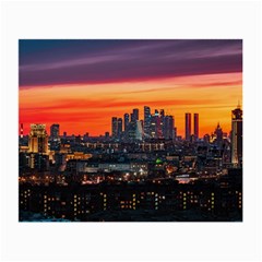 Downtown Skyline Sunset Buildings Small Glasses Cloth (2 Sides) by Ravend