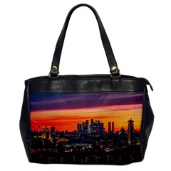 Downtown Skyline Sunset Buildings Oversize Office Handbag by Ravend