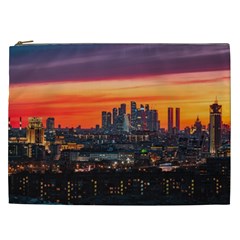 Downtown Skyline Sunset Buildings Cosmetic Bag (xxl) by Ravend