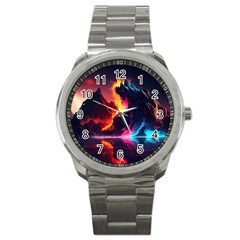 Mountain Color Colorful Love Art Sport Metal Watch