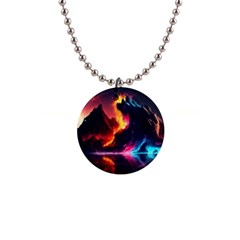 Mountain Color Colorful Love Art 1  Button Necklace