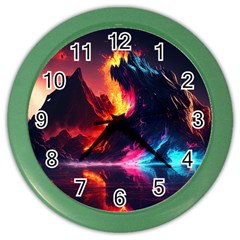 Mountain Color Colorful Love Art Color Wall Clock by Ravend