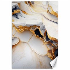 Marble Stone Abstract Gold White Canvas 12  X 18 