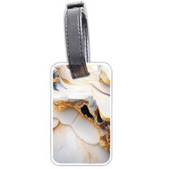 Marble Stone Abstract Gold White Luggage Tag (one Side)