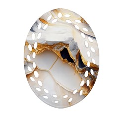 Marble Stone Abstract Gold White Ornament (oval Filigree)