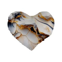 Marble Stone Abstract Gold White Standard 16  Premium Heart Shape Cushions