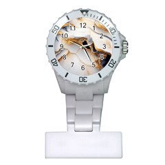 Marble Stone Abstract Gold White Plastic Nurses Watch by Ravend