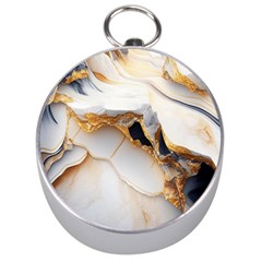 Marble Stone Abstract Gold White Silver Compasses