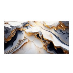 Marble Stone Abstract Gold White Satin Wrap 35  X 70 