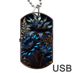 Flower Metal Flowers Sculpture Dog Tag Usb Flash (two Sides)