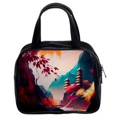 Asia Japan Pagoda Colorful Vintage Classic Handbag (two Sides) by Ravend