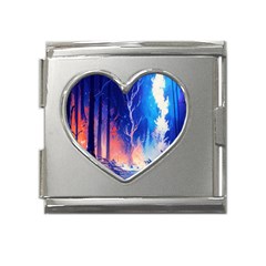 Winter Snow Mountain Fire Flame Mega Link Heart Italian Charm (18mm) by Ravend