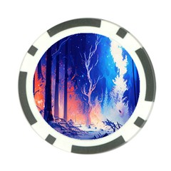 Winter Snow Mountain Fire Flame Poker Chip Card Guard