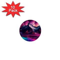 Ai Generated Mountain Ocean Lava 1  Mini Buttons (10 Pack) 