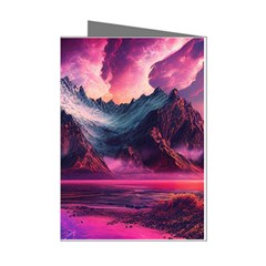 Ai Generated Mountain Ocean Lava Mini Greeting Cards (pkg Of 8)