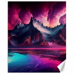 Ai Generated Mountain Ocean Lava Canvas 16  X 20  by Ravend