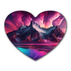 Ai Generated Mountain Ocean Lava Heart Mousepad