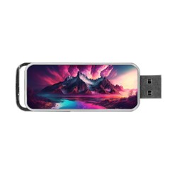 Ai Generated Mountain Ocean Lava Portable Usb Flash (two Sides) by Ravend