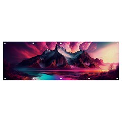 Ai Generated Mountain Ocean Lava Banner And Sign 12  X 4 