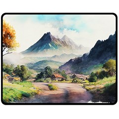 Countryside Trees Grass Mountain One Side Fleece Blanket (medium)