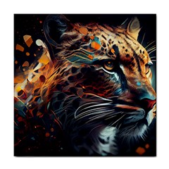 Leopard Feline Artwork Art Fantasy Tile Coaster by Ravend