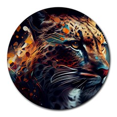 Leopard Feline Artwork Art Fantasy Round Mousepad