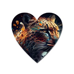 Leopard Feline Artwork Art Fantasy Heart Magnet