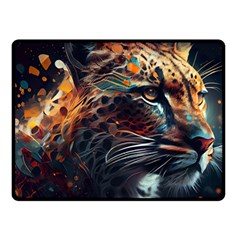 Leopard Feline Artwork Art Fantasy One Side Fleece Blanket (small)