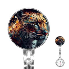 Leopard Feline Artwork Art Fantasy Stainless Steel Nurses Watch by Ravend