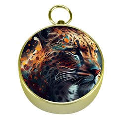 Leopard Feline Artwork Art Fantasy Gold Compasses by Ravend