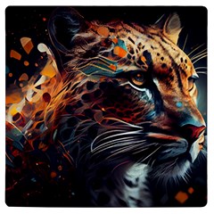 Leopard Feline Artwork Art Fantasy Uv Print Square Tile Coaster  by Ravend