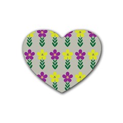 Pattern Flowers Art Creativity Rubber Coaster (heart) by Uceng