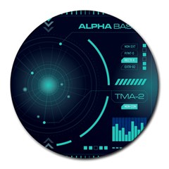 Sci Fi Computer Screen Round Mousepad by Uceng