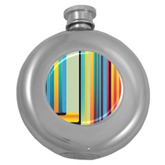 Colorful Rainbow Striped Pattern Round Hip Flask (5 Oz) by Uceng