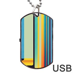 Colorful Rainbow Striped Pattern Dog Tag Usb Flash (two Sides)