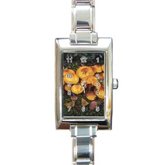 Orange Mushrooms In Patagonia Forest, Ushuaia, Argentina Rectangle Italian Charm Watch by dflcprintsclothing