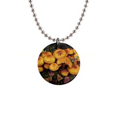 Orange Mushrooms In Patagonia Forest, Ushuaia, Argentina 1  Button Necklace by dflcprintsclothing