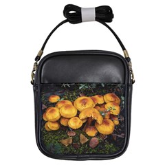 Orange Mushrooms In Patagonia Forest, Ushuaia, Argentina Girls Sling Bag by dflcprintsclothing