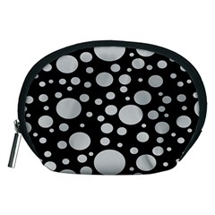 Black Circle Pattern Accessory Pouch (medium) by artworkshop
