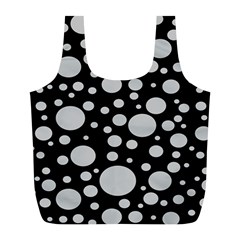 Black Circle Pattern Full Print Recycle Bag (l) by artworkshop