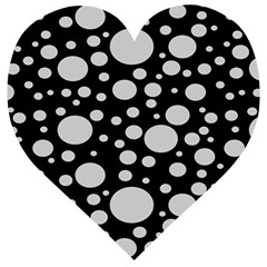 Black Circle Pattern Wooden Puzzle Heart
