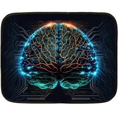 Brain Mind Technology Circuit Board Layout Patterns One Side Fleece Blanket (mini) by Uceng