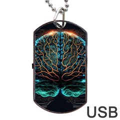 Brain Mind Technology Circuit Board Layout Patterns Dog Tag Usb Flash (one Side) by Uceng