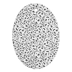 Winking Emoticon Sketchy Drawing Motif Random Pattern Ornament (oval) by dflcprintsclothing